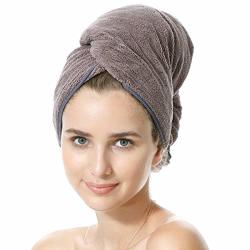 Oleh-oleh Super-absorbent Microfiber Hair Drying Towel Muti-functional Easily Fixed For Long Hair Over Shoulder & Thick & Curly Hair Anti-frizz 41"X24" Brown