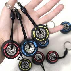 3PCS Tire Shaped Keychains Silicone Car Wheel Rim Keyring Pendant Charm For Keys Bag Accessory Creative Non-electric Gift Items Without Feathers