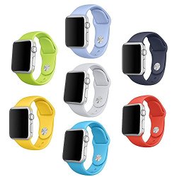 Apple Otmake Watch Band Series 1 Series 2 7pack Soft Silicone Sport Style Replacement Iwatch Strap For Wrist Watch 2015 & 2016 All Models 42mm