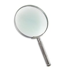 Hawk Large 4-1 4" Magnifying Glass - Powerful 1.5X Magnification Chrome Frame & Handle