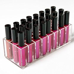 N2 Makeup Co Acrylic Lip Gloss Makeup Organizer - 24 Slot Lipgloss Holder Case For Beauty Storage Clear