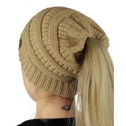 Beanie For Pony Tail - Light Brown