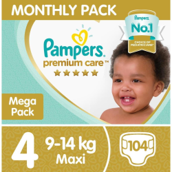 Pampers Premium Care Size 4 Monthly Pack - 104 Nappies 11-16KG