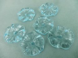 Acrylic - Transparent - Light Blue - Hibiscus Flower - Beads - 17mm