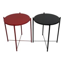 Smte- Round Occasional Coffee Table Set Of 2 - Red And Black