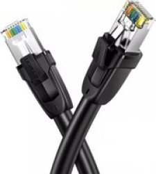 UGreen CAT8 S ftp Ethernet 15M Round Lan Cable Black - Supports Transmisison Speed Up To 40GBPS