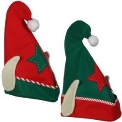 4KIDS Toy Game Fantastic Christmas Elf Hat Red Or Green With Long-pointed Ears Fits Children And Adults