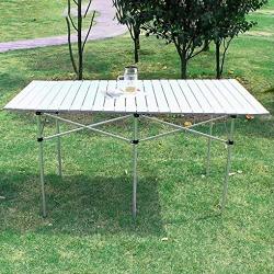 Lefthigh Outdoor Aluminum Camping Folding Table Heavy Duty Portable Stable Collapsible Supports Picnic Party Dining Desk With Bag