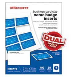 Office Depot Badge Inserts 2 1 4in. X 3 1 2in. White Pack Of 400 Od98846