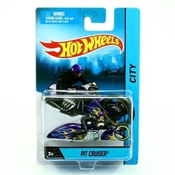 Motorcycle & Rider Pit Cruiser Purple Cycle Black Rider Hot Wheels City Series 1:64 Scale 2013 Die-cast Vehicle