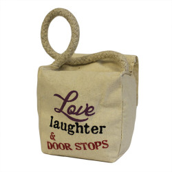 Small Sq Cotton Door Stop - Love Laughter And Ds