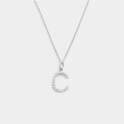 Chet Sterling Silver Cubic Zirconia C Initial Pendant