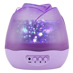 Slowton Stars Sky Night Light Lamp Romantic Rose Shape With Color Changing Moon Stars Cosmos Rotating LED Nightlight Projector For Kids Gift Baby Girl Bedroom