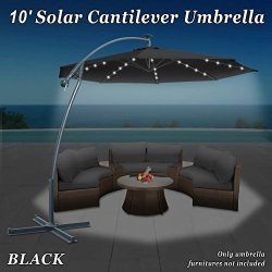 Strong Camel 10ft Cantilever Solar Lighted Patio Hanging Umbrella 40 Led Light Outdoor Garden Aluminium Market Offset Sunshade Black Prices Shop Deals Online Pricecheck