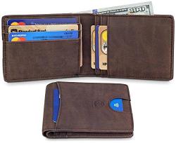 TRAVANDO Slim Wallets For Men Buffalo - Rfid Blocking 8 Card Slots Bill Compartment - Vintage