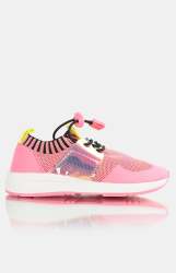 Girls Knit Sneakers - Pink - Pink UK 3