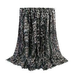 Lady's Shawl scarf Cashmere With Bronzing -grey black