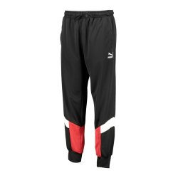 Puma Men's Black red Iconic Cuff Track Pants