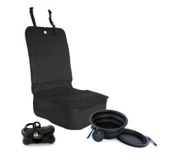 Luna Life Premium Front Car Seat Cover With Water Bowl & Poo Bags Kit
