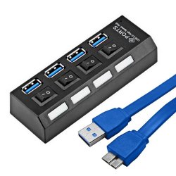 Portable Micro USB Hub 3.0 Super Speed 5GBPS 4 Ports MINI USB 3.0 Hub - Black