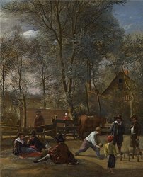 CaylayBrady Polyster Canvas The High Definition Art Decorative Prints On Canvas Of Oil Painting 'jan Steen Skittle Players Outside An Inn ' 12 X 15