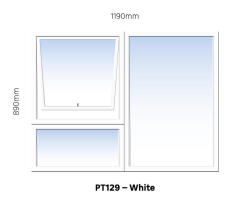 Top Hung Aluminium Window White PT129 1 Vent W1200MM X H900MM