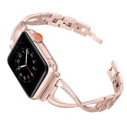 Secbolt Stainless Steel Band Compatible Apple Watch Band 42MM 44MM Women Iwatch Series 4 Series 3 Series 2 1 Accessories Metal Wristband X-link Sport Strap Gold