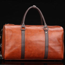 Free Courier: Genuine Leather Weekender Travel Bag