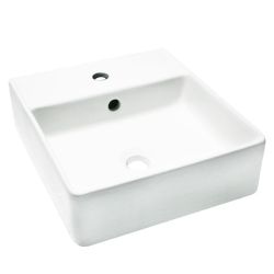 Ceramic Basin Square With Sink Drain & Siphon 41 5X12X37 White Shiny