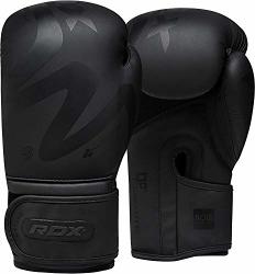 RDX Boxing Gloves For Training Muay Thai Matte Black Convex Skin Leather Gloves For Sparring Kickboxing Fighting Punch Bags And Focus Pads Punching