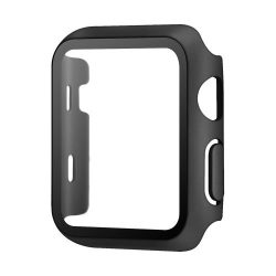 Hard Case Tempered Glass Screen Protector For Apple Iwatch - 44MM - Black