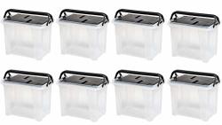Iris Letter Size Portable Hanging File Storage Box With Black Wing Lid Set Of 8