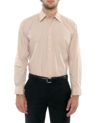 Cambridge Classic Collared Long Sleeve Formal Shirt In Stone