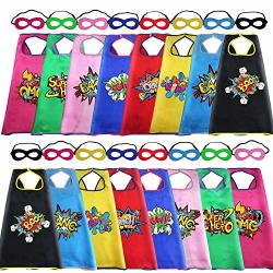 D.q.z Superhero Capes And Masks For Kids Bulk With Super Hero Stickers For Boys Girls Diy Dress Up Party 16 Pack