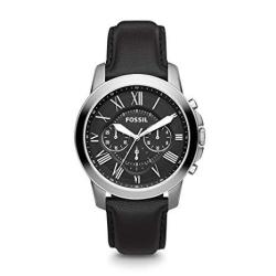 Men's Fossil Grant Stainless Steel And Leather Chronograph Quartz Watch