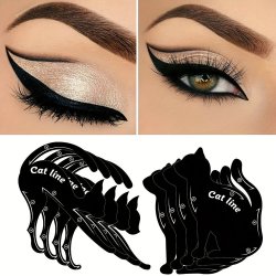 2PCS Precision Eyeliner Stencils - Matte Pvc Reusable Smoky Eye & Winged Looks Guide Easy Makeup Application For Beginners