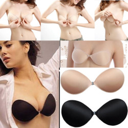 Women Invisible Push Up Bra Self-adhesive Silicone Bust - Black D