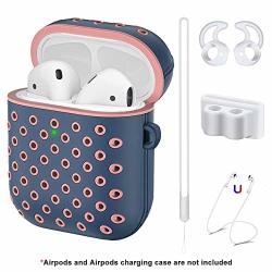 Maxjoy Airpods Case Cover Compatible With Apple Airpods Case 2 & 1 Airpod Accessories With Airpod Strap Magnetic silicone Hand Strap airpods Ear Tips airpods Watch Band
