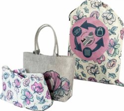 Peony Diaper Tote -grey