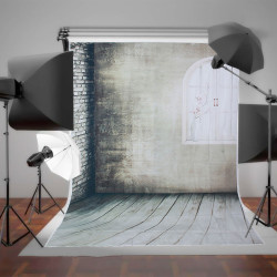 1.5x2.1m Arched Windows Gray Wall Non-woven Shooting Studio Photography Background Backdrop