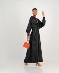 Black Satin Formal Dress - S