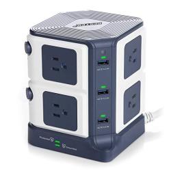 Surge Protector Bestek 8-OUTLET Power Strip And 40W 6-PORT Smart USB With 1500 Joules Surge Protection