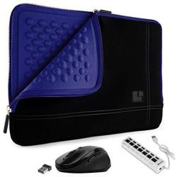 Sumaclife Shock Absorbent Navy Blue Laptop Sleeve With USB Hub & Mouse Suitable For 14 Inch Acer Spin 3 Spin 7 Swift 5 Swift 1 Swift 5 Pro