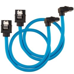 Premium Blue Sleeved Sata 6GBPS 30CM 90 Connector Cable