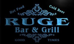 U38610-B Ruge Family Name Bar & Grill Home Brew Beer Neon Sign