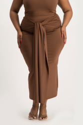 Savannah Wrap Tie Detail Skirt - Pinecone - 2XL