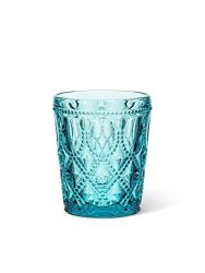 Turquoise Jewel & Bead Tumbler Turquoise 4" Height 12OZ Whiskey Glass