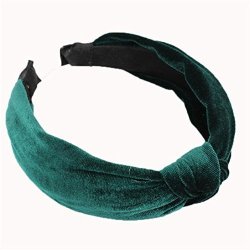 Womens Bow Knot Headband Tifenny Twist Cross Tie Velvet Headwrap Hair Band Hoop Clearance Green