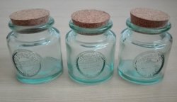 Glass Jars Authentic 100% Recycled Glass - Height 9CM. Width 8CM