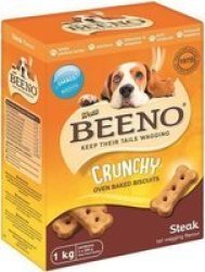 Beeno - Small To Medium Breed Traditional Crunchy Biscuit Treats Steak - 1KG